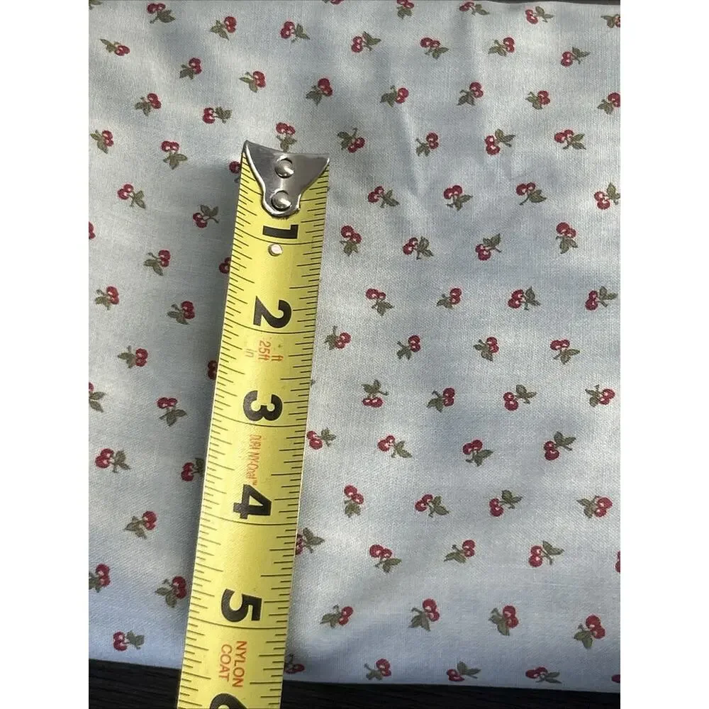 Cherry Print Cotton Fabric Vintage Tom & Hook Moda Ditsy Blue 42x76 Retro Dainty